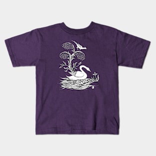 Ink drawing - swan, tree, bird Kids T-Shirt